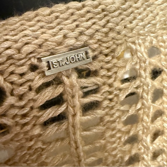 ST JOHN Short sleeve Open Cardigan Knit Champagne Gold size Small - Picture 4 of 5